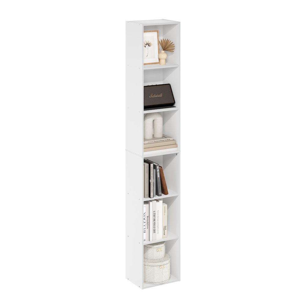 Luder 6-Tier Open Shelf Bookcase, White. Picture 4