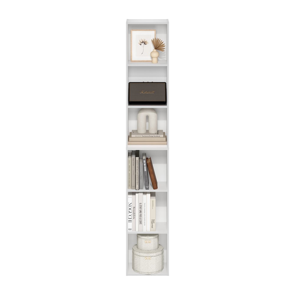 Luder 6-Tier Open Shelf Bookcase, White. Picture 5