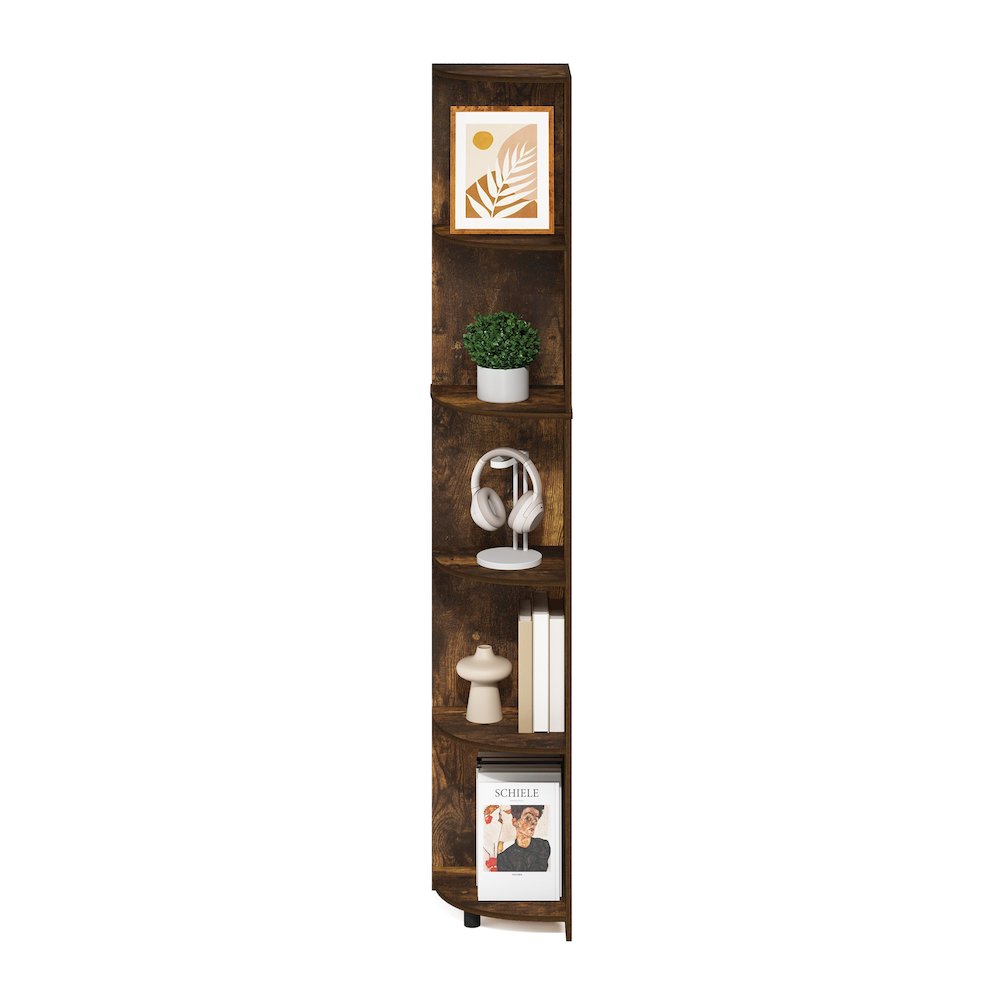 Econ 5-Tier Corner Shelf Bookcase, Bookshelf, Amber Pine. Picture 5