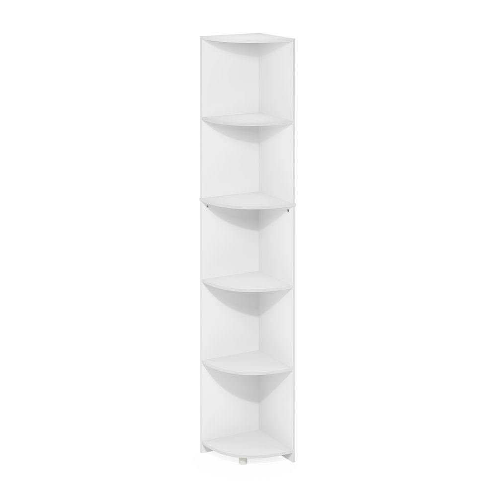 Econ 5-Tier Corner Shelf Bookcase, Bookshelf, White. Picture 1