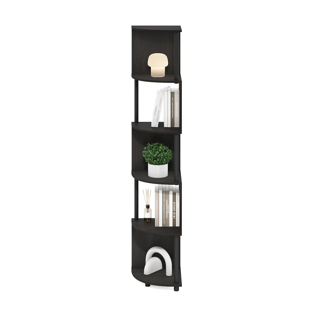 Econ 5-Tier Zigzag Corner Shelf Bookcase, Bookshelf, Espresso/Black. Picture 5