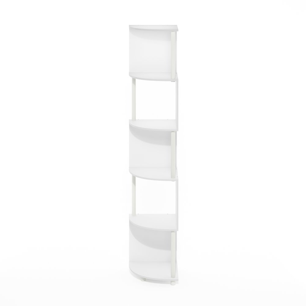 Econ 5-Tier Zigzag Corner Shelf Bookcase, Bookshelf, White/White. Picture 3