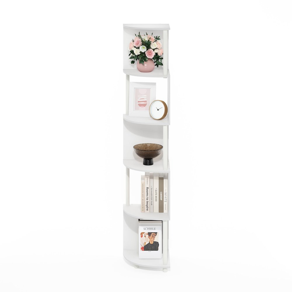 Econ 5-Tier Zigzag Corner Shelf Bookcase, Bookshelf, White/White. Picture 4