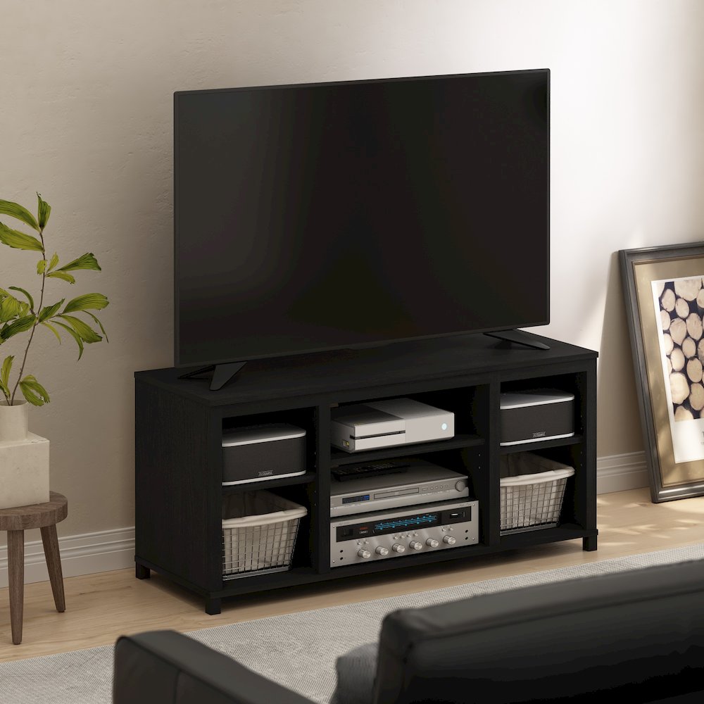 Classic TV Stand with Shelves for TV up to 55 Inch, Americano. Picture 6