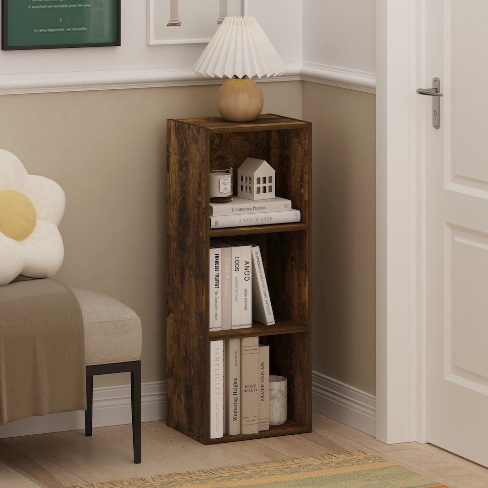 Luder 3-Tier Open Shelf Bookcase, Amber Pine. Picture 6
