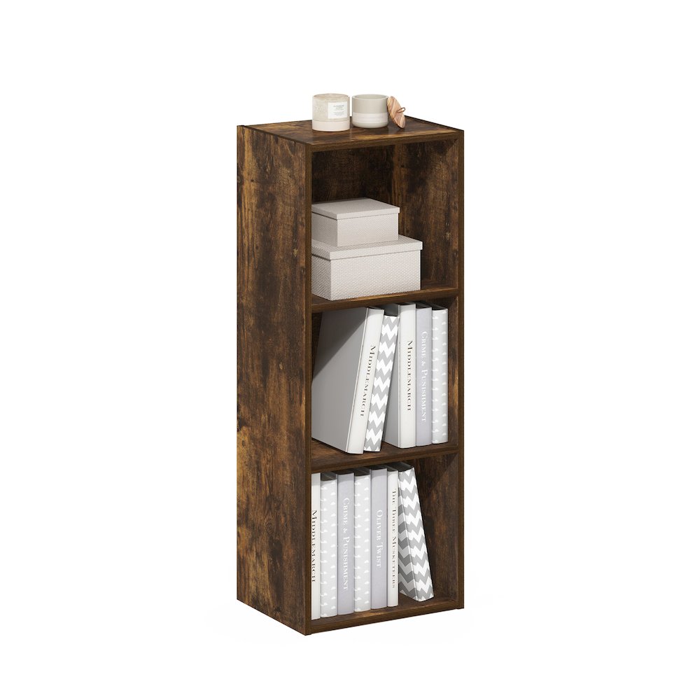 Luder 3-Tier Open Shelf Bookcase, Amber Pine. Picture 4