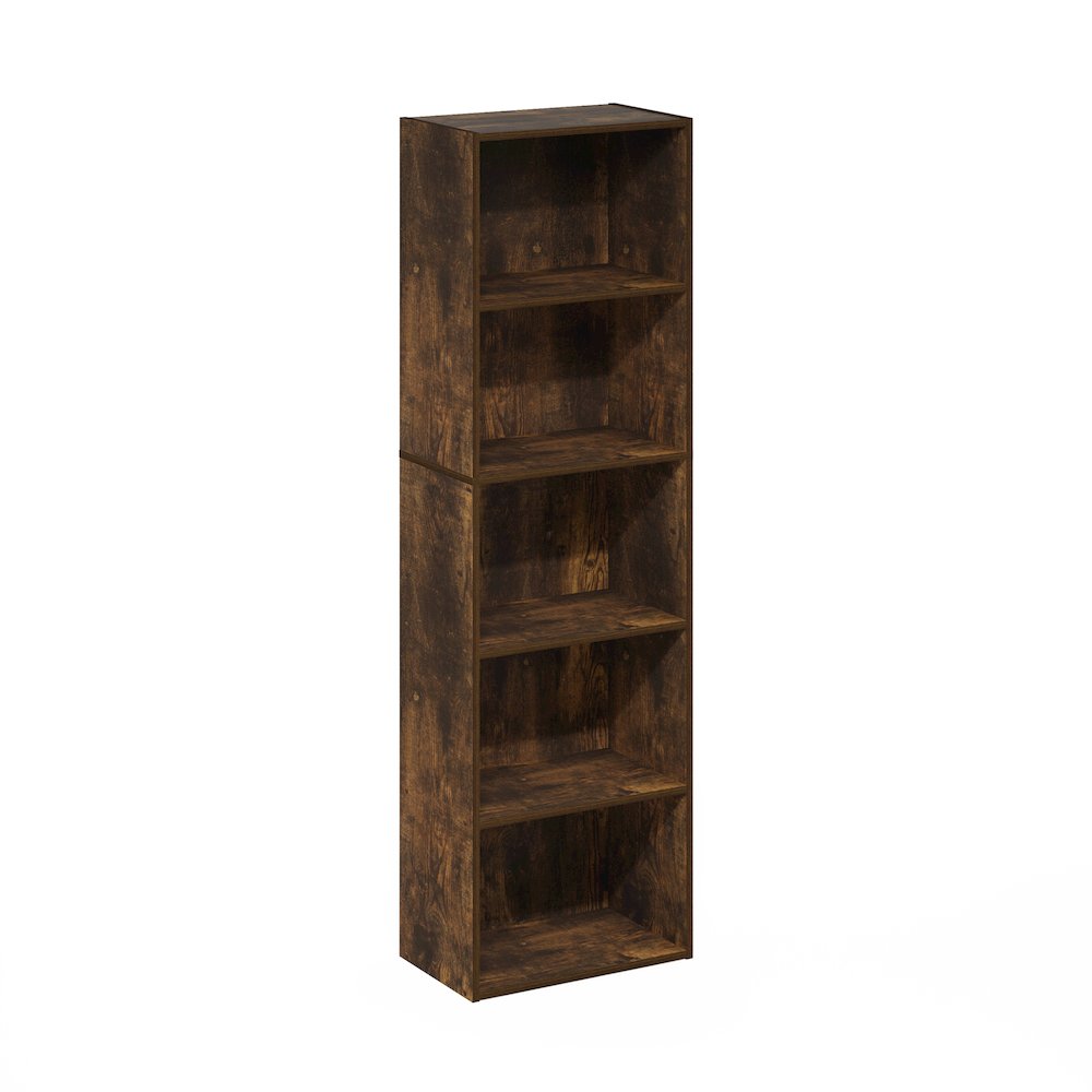Luder 5-Tier Reversible Color Open Shelf Bookcase, Amber Pine. Picture 1