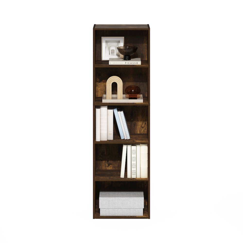 Luder 5-Tier Reversible Color Open Shelf Bookcase, Amber Pine. Picture 5