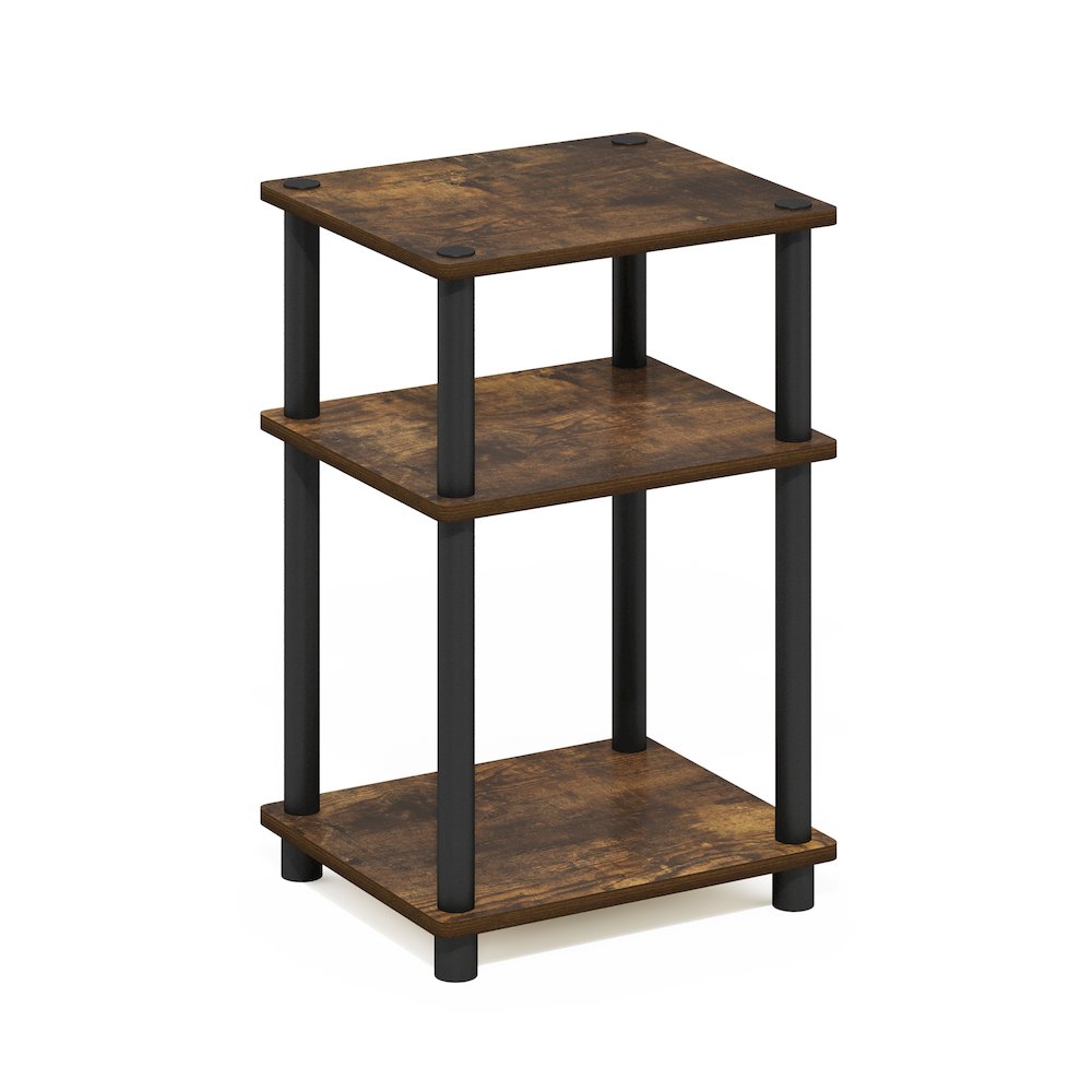 Just 3-Tier Turn-N-Tube End Table, 1-Pack, Amber Pine/Black. Picture 1