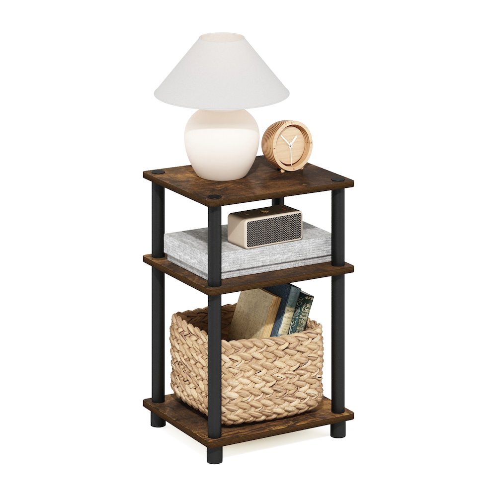 Just 3-Tier Turn-N-Tube End Table, 1-Pack, Amber Pine/Black. Picture 4