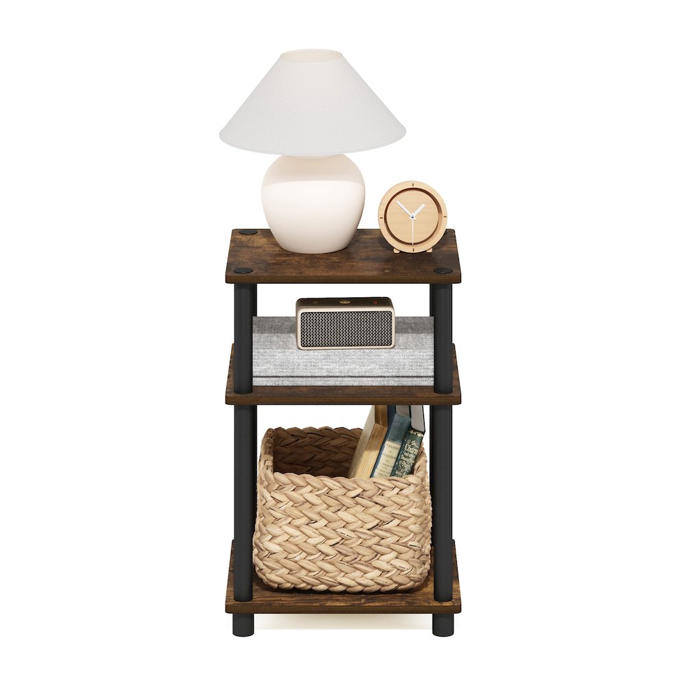 Just 3-Tier Turn-N-Tube End Table, 1-Pack, Amber Pine/Black. Picture 5