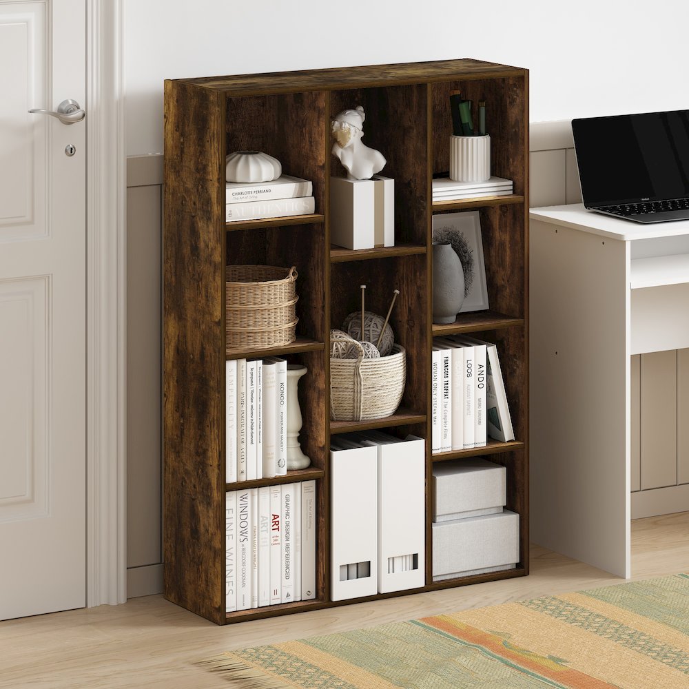 Luder 11-Cube Reversible Open Shelf Bookcase, Amber Pine. Picture 6