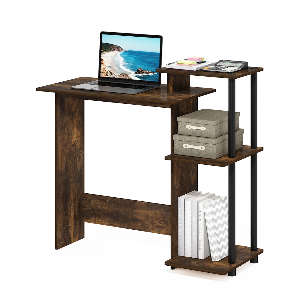 Efficient Home Laptop Notebook Computer Desk, Amber Pine/Black. Picture 4
