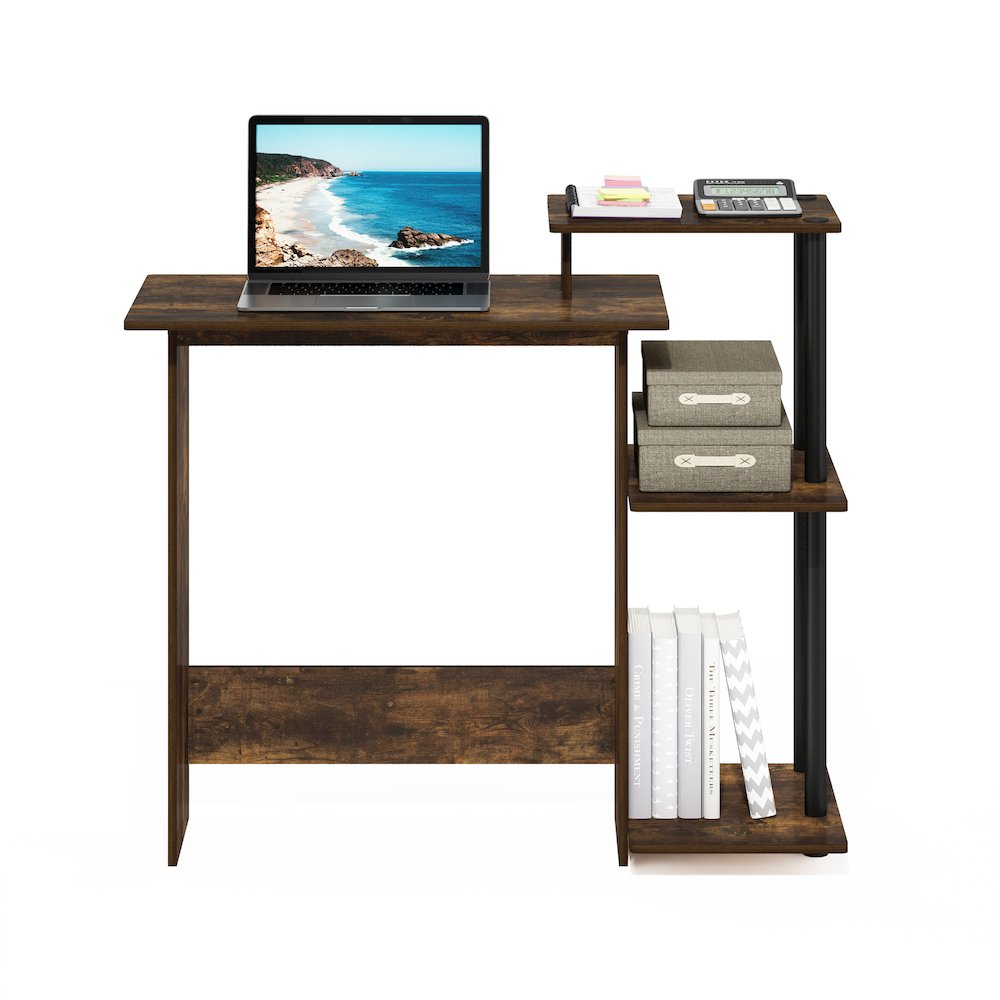 Efficient Home Laptop Notebook Computer Desk, Amber Pine/Black. Picture 5