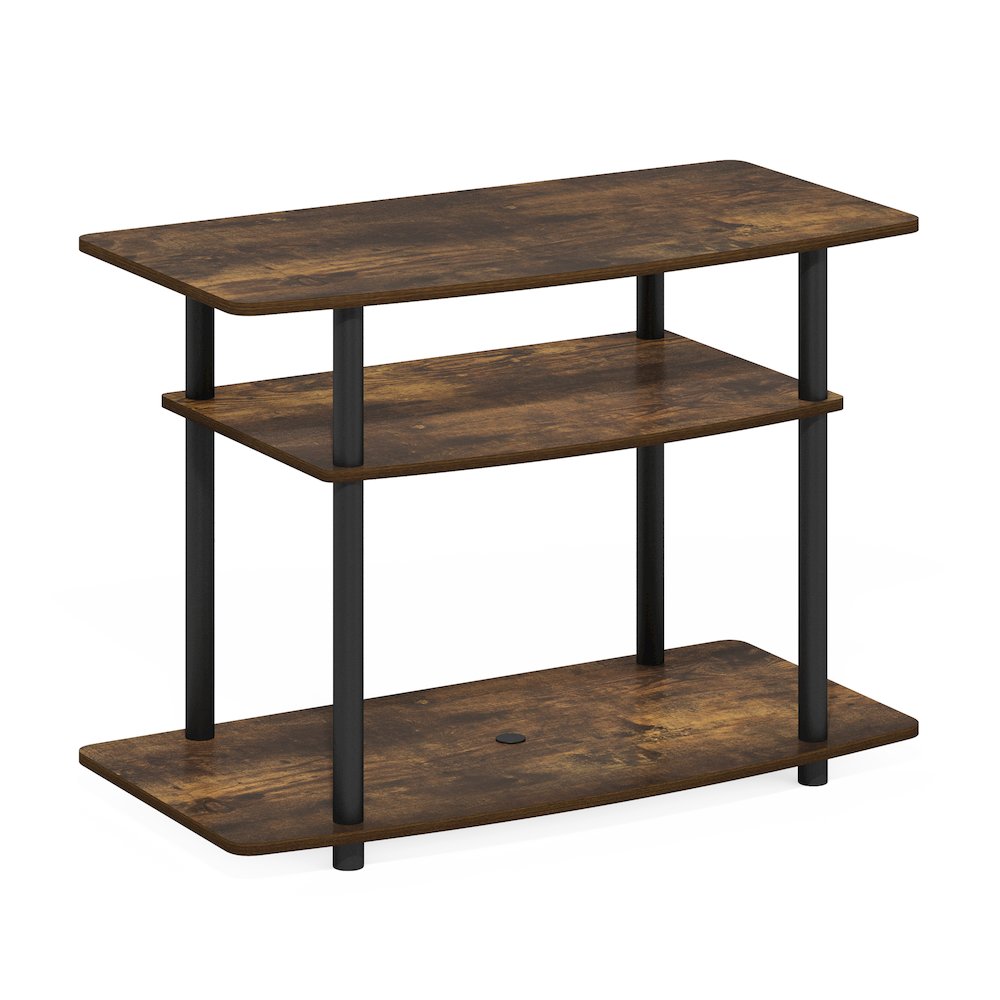Turn-N-Tube No Tools 3-Tier TV Stands, Amber Pine/Black. Picture 1