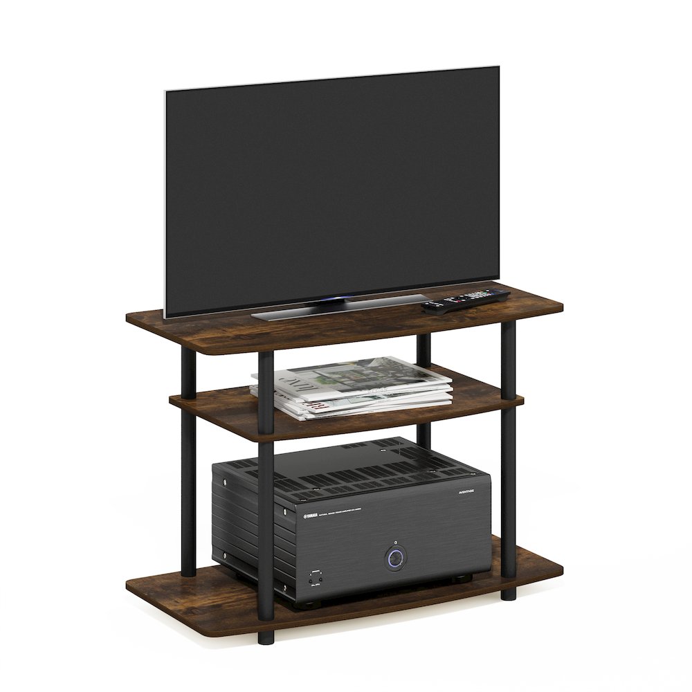 Turn-N-Tube No Tools 3-Tier TV Stands, Amber Pine/Black. Picture 4