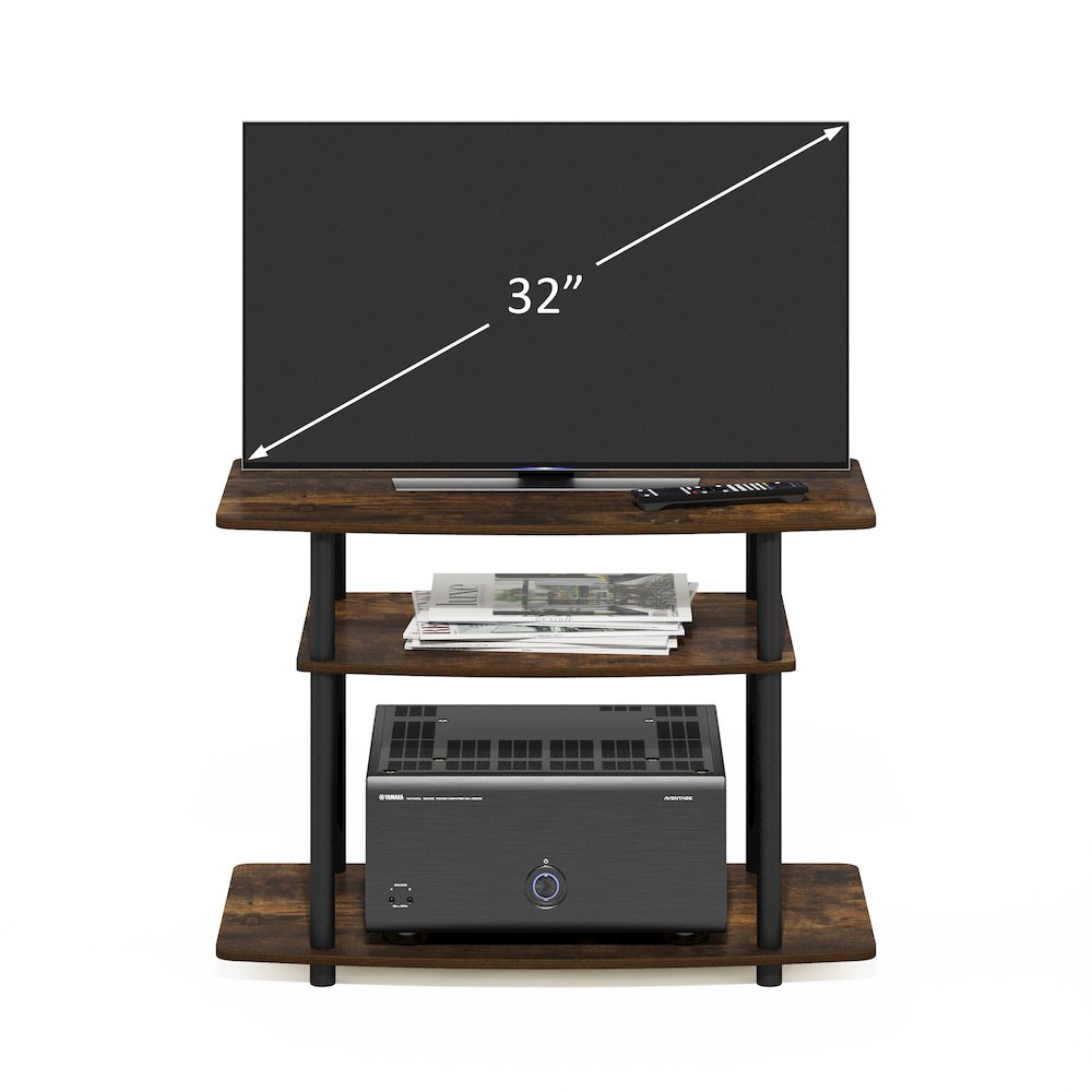 Turn-N-Tube No Tools 3-Tier TV Stands, Amber Pine/Black. Picture 5