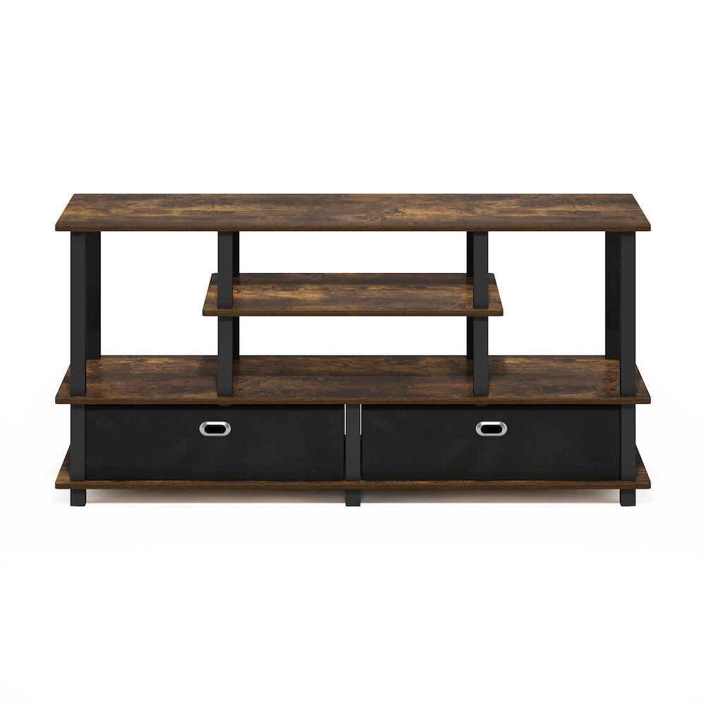 Large TV Stand for up to 55-Inch TV with Storage Bin, Amber Pine/Black/Black. Picture 3