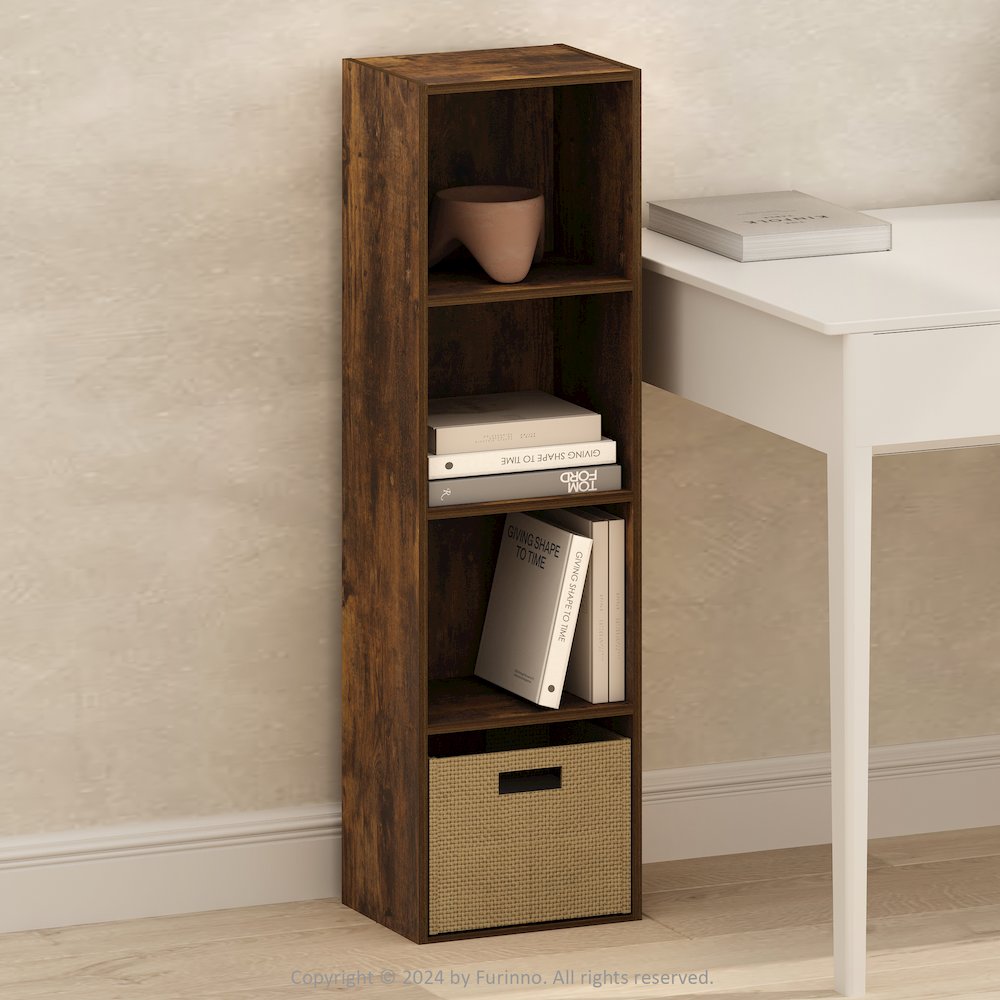 Pasir 4-Tier Open Shelf Bookcase, Amber Pine. Picture 6