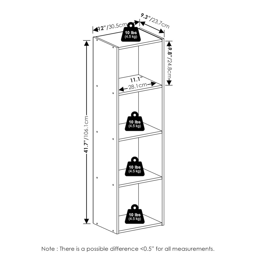 Pasir 4-Tier Open Shelf Bookcase, Amber Pine. Picture 2