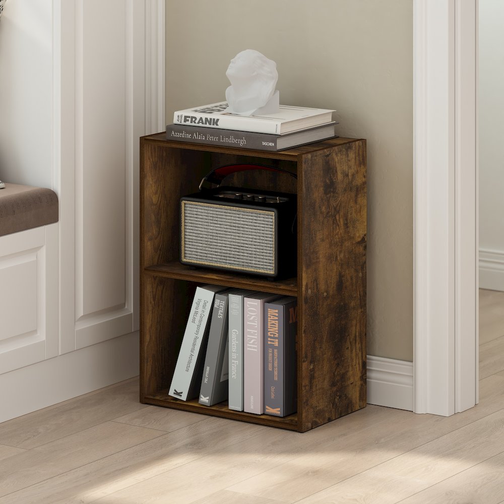 Luder 2-Tier Open Shelf Bookcase, Amber Pine. Picture 6