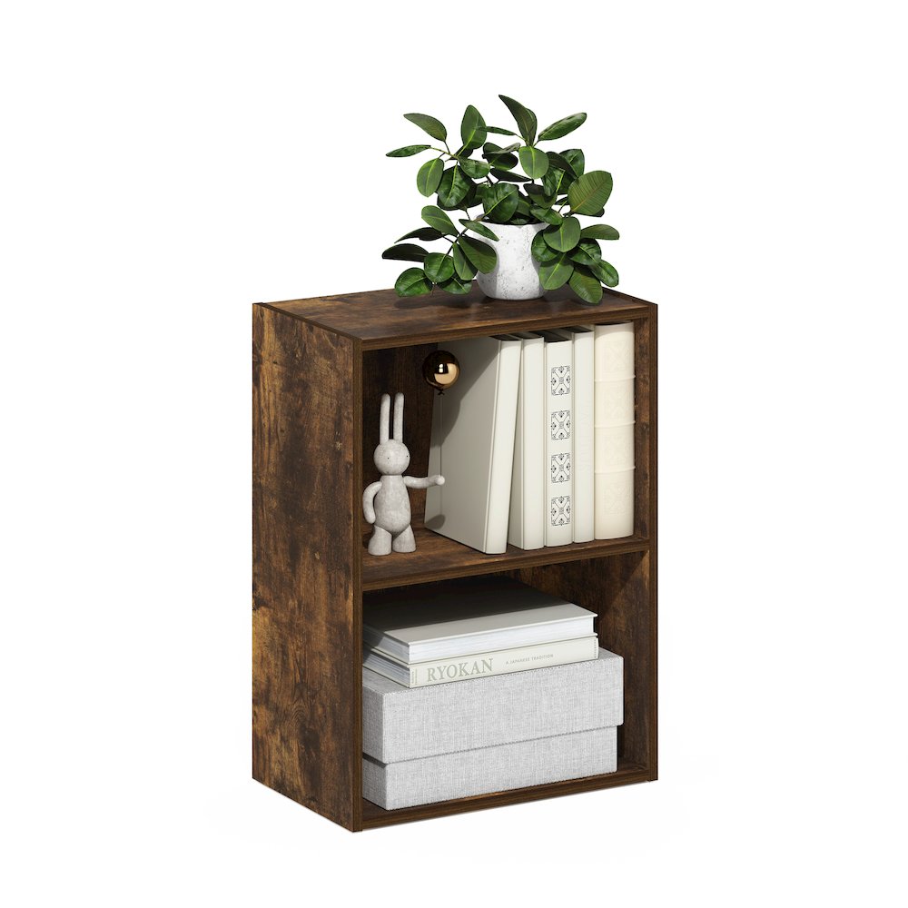 Luder 2-Tier Open Shelf Bookcase, Amber Pine. Picture 4