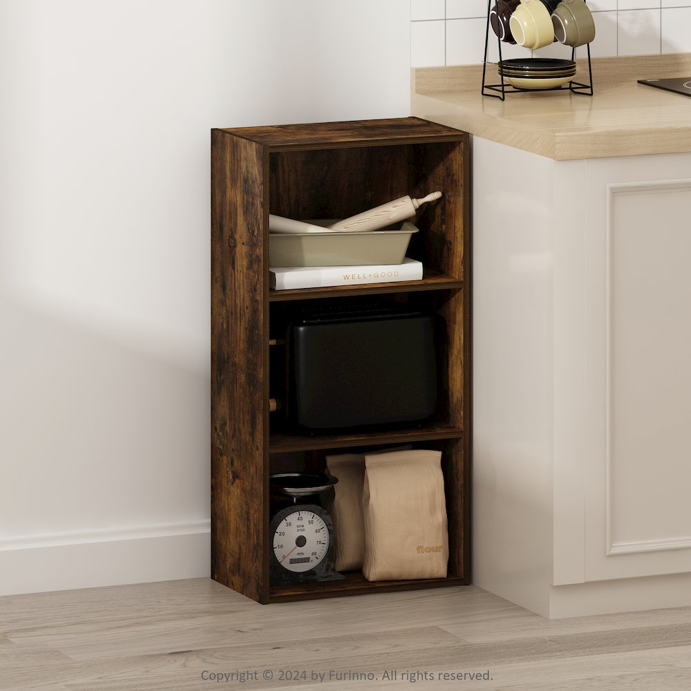 Luder 3-Tier Open Shelf Bookcase, Amber Pine. Picture 6