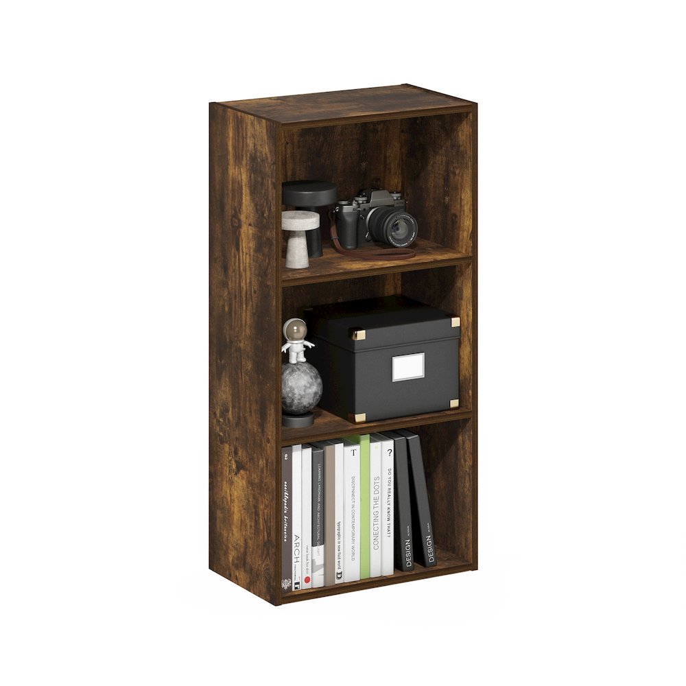 Luder 3-Tier Open Shelf Bookcase, Amber Pine. Picture 4
