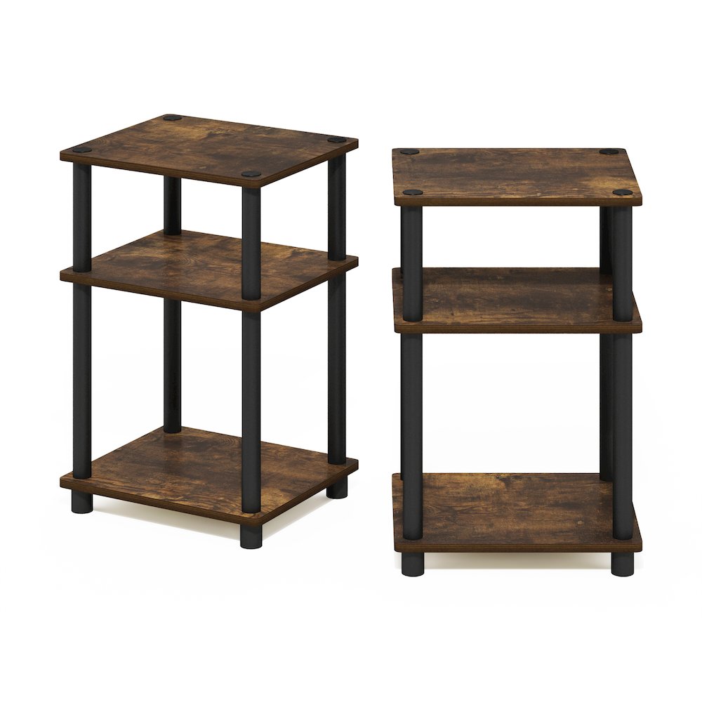 Just 3-Tier Turn-N-Tube End Table, 2-Pack, Amber Pine/Black. Picture 3