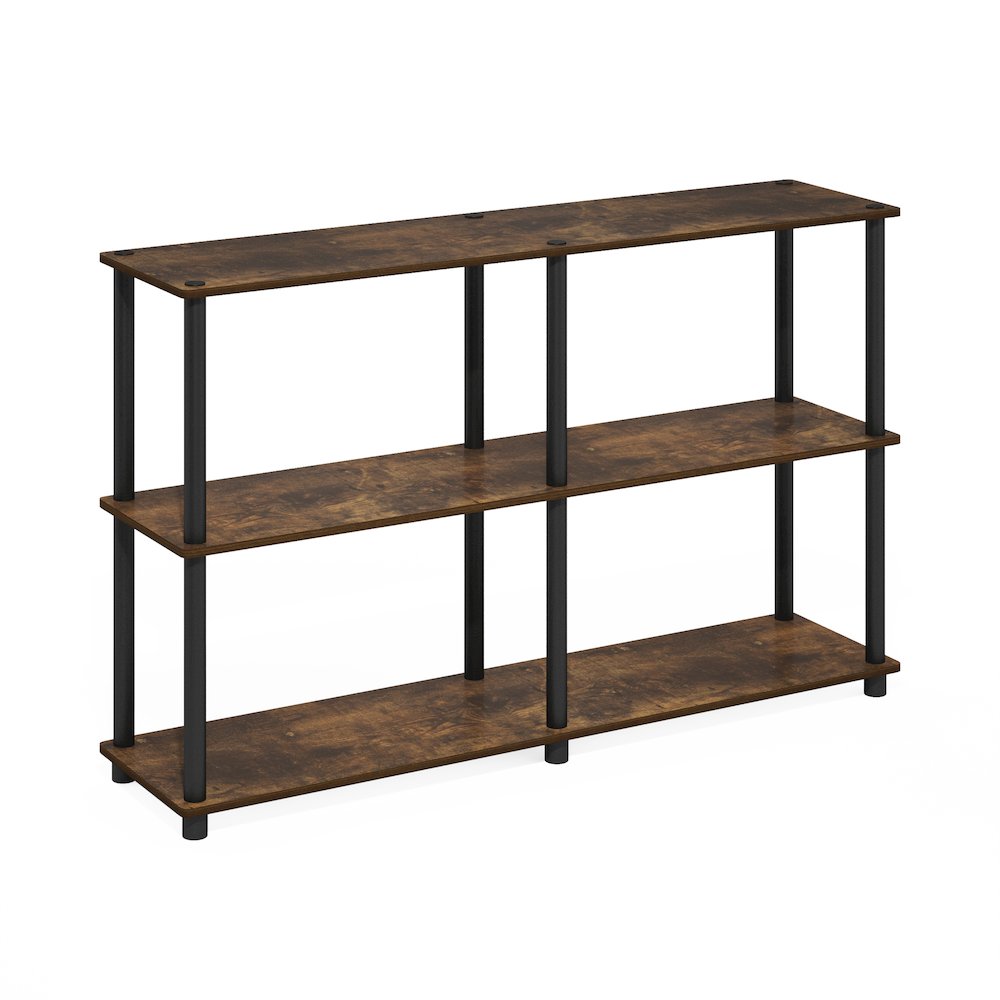 Turn-N-Tube 3-Tier Double Size Storage Display Rack, Amber Pine/Black. Picture 1