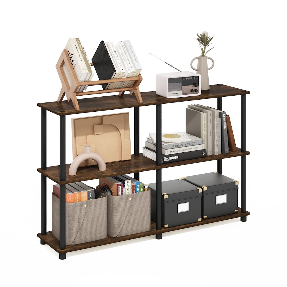 Turn-N-Tube 3-Tier Double Size Storage Display Rack, Amber Pine/Black. Picture 4