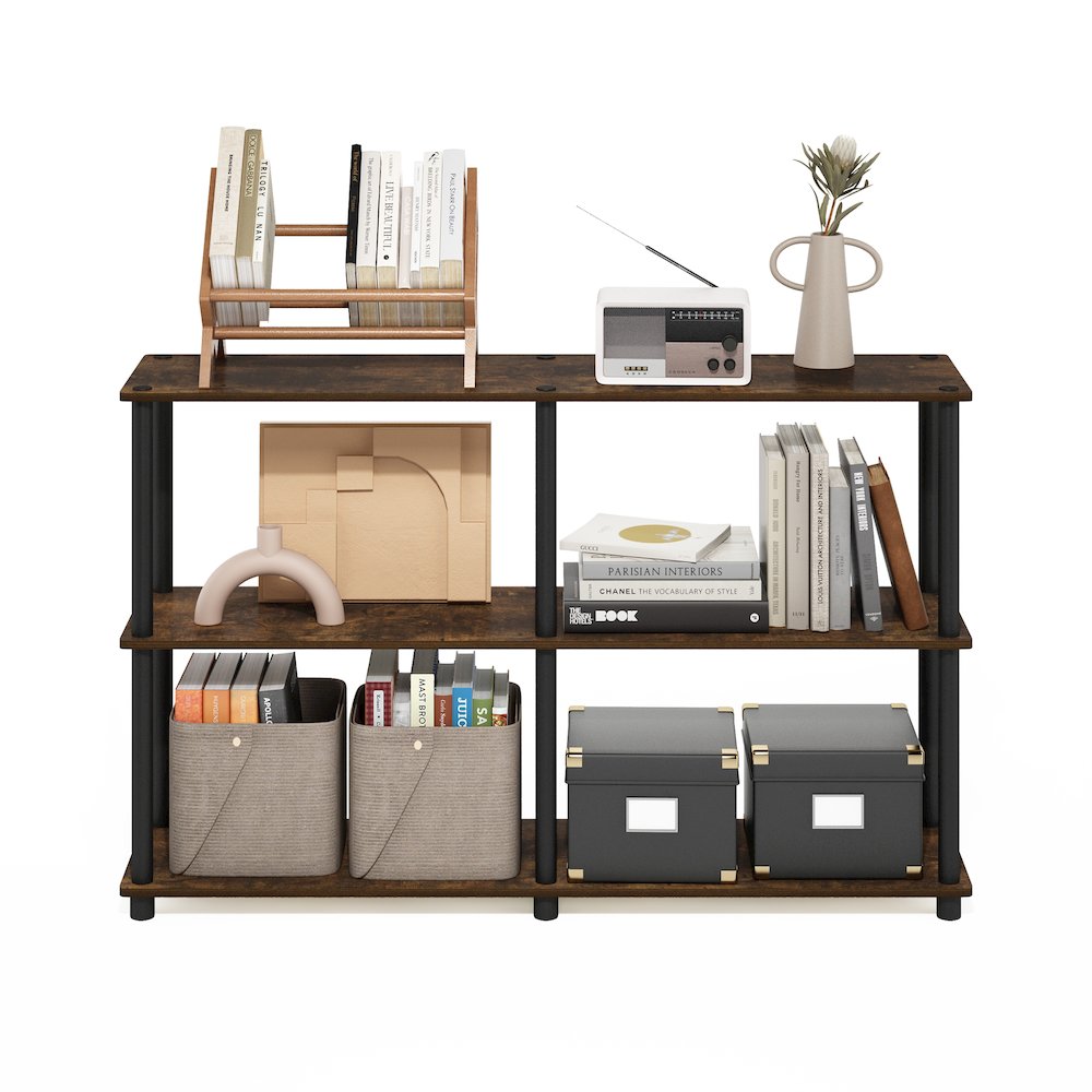 Turn-N-Tube 3-Tier Double Size Storage Display Rack, Amber Pine/Black. Picture 5