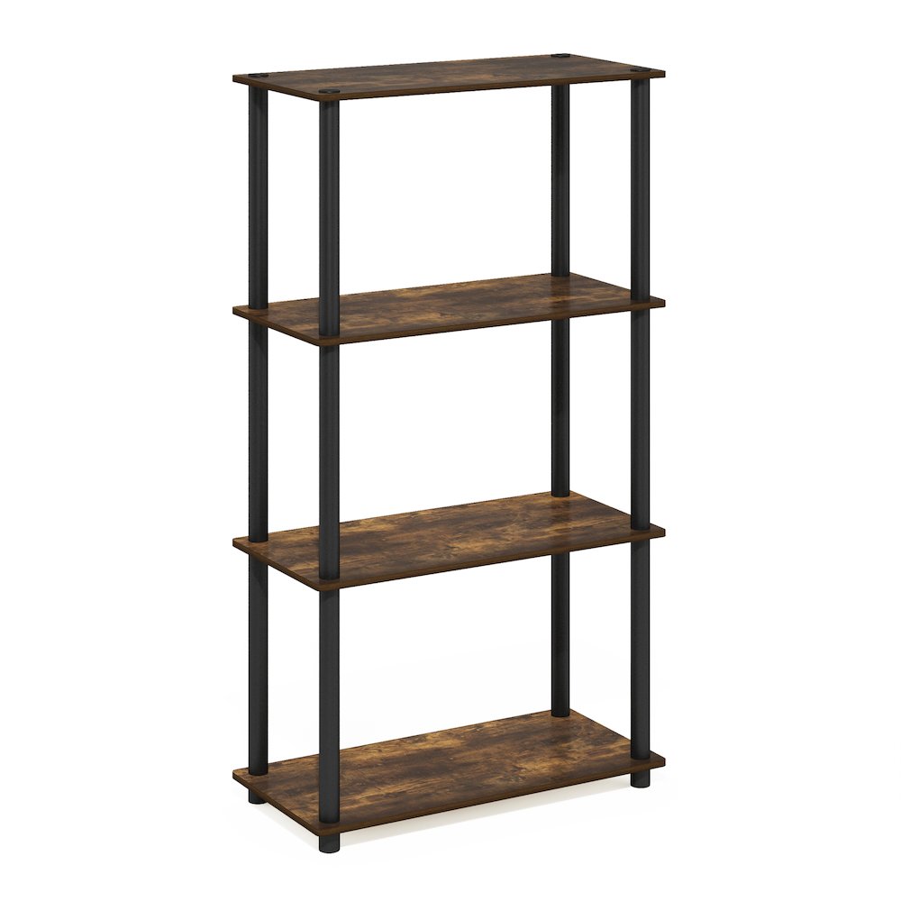 Turn-N-Tube 4-Tier Multipurpose Shelf Display Rack, Amber Pine/Black. Picture 1