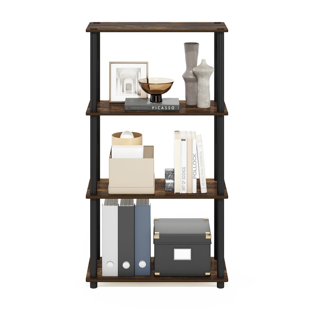 Turn-N-Tube 4-Tier Multipurpose Shelf Display Rack, Amber Pine/Black. Picture 5