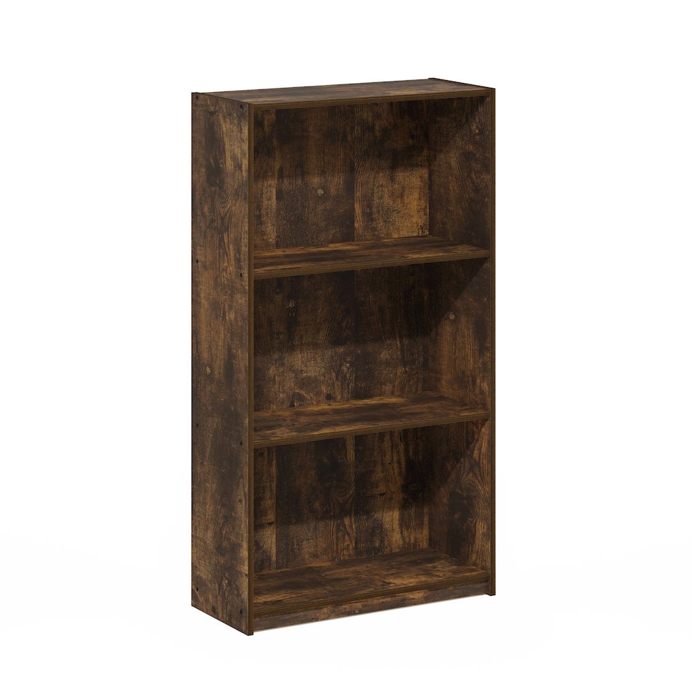 Basic 3-Tier Bookcase Storage Shelves, Amber Pine. Picture 1