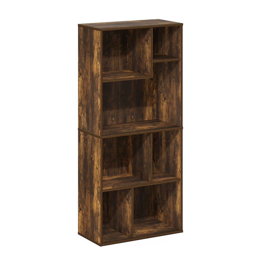 Daly 7-Cube Irregular Cubes Bookcase, Bookshelf, Storage Organizer, Amber Pine. Picture 1