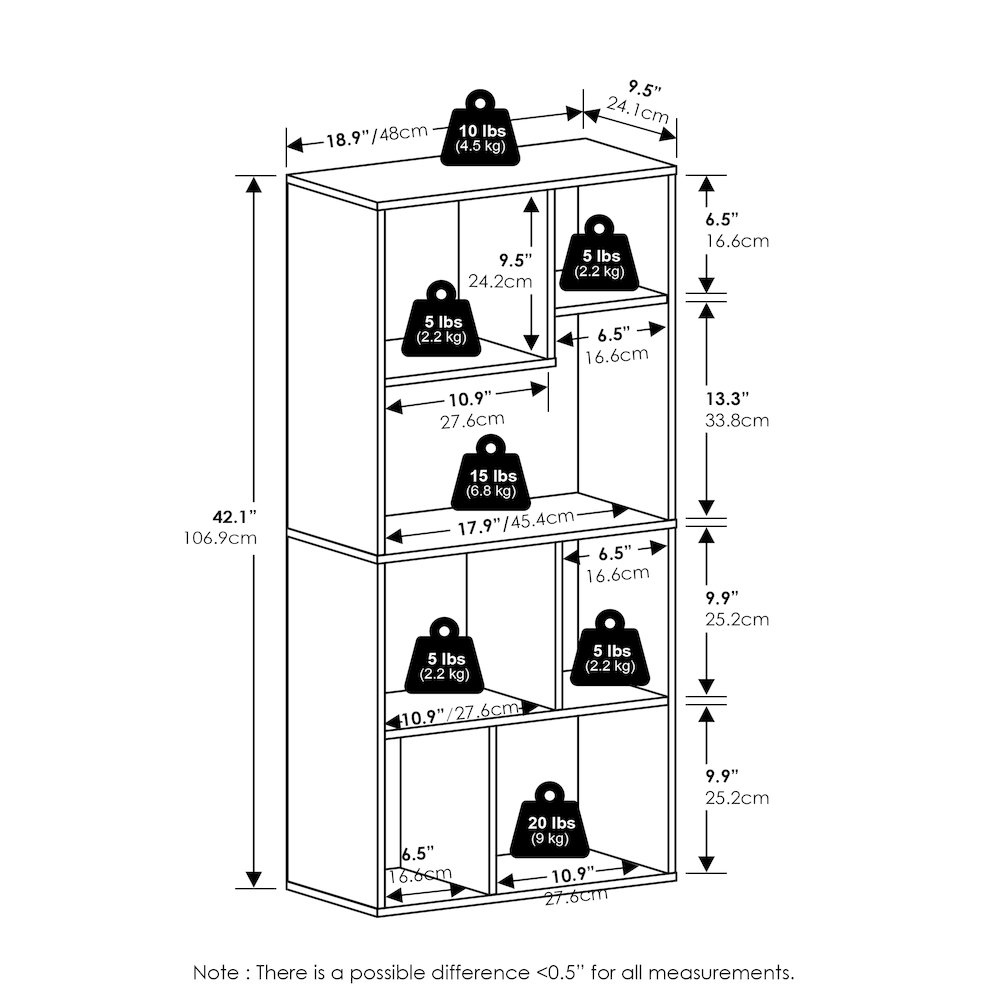 Daly 7-Cube Irregular Cubes Bookcase, Bookshelf, Storage Organizer, Amber Pine. Picture 2