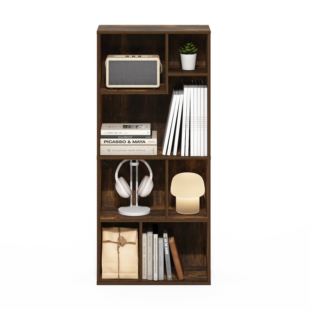 Daly 7-Cube Irregular Cubes Bookcase, Bookshelf, Storage Organizer, Amber Pine. Picture 5