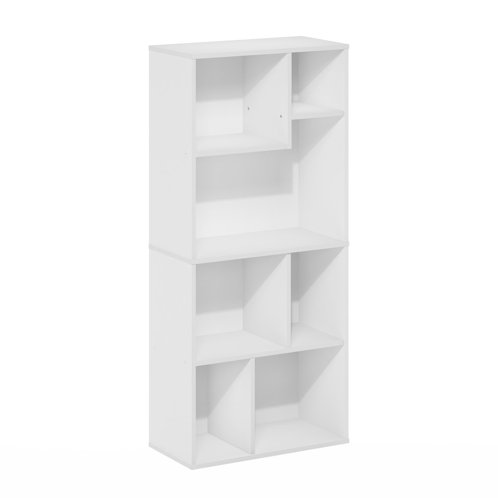 Daly 7-Cube Irregular Cubes Bookcase, Bookshelf, Storage Organizer, White. Picture 1