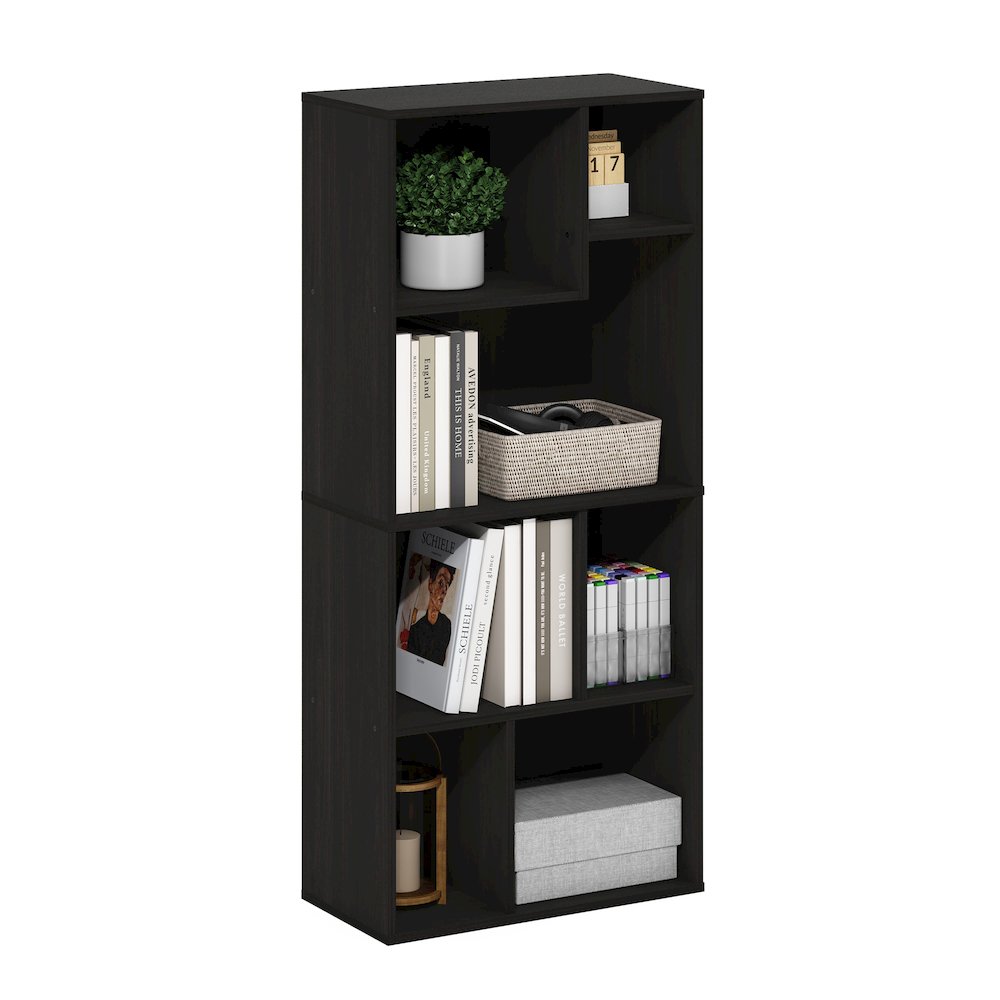 Daly 7-Cube Irregular Cubes Bookcase, Bookshelf, Storage Organizer, Espresso. Picture 4