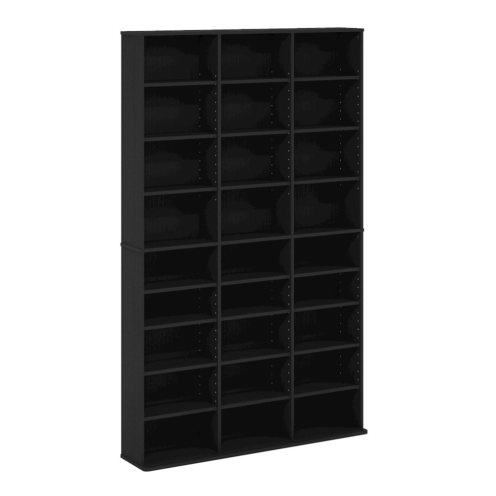 24-Shelf Multimedia Media Storage Tower Rack with Adjustable Shelves, Americano. Picture 1