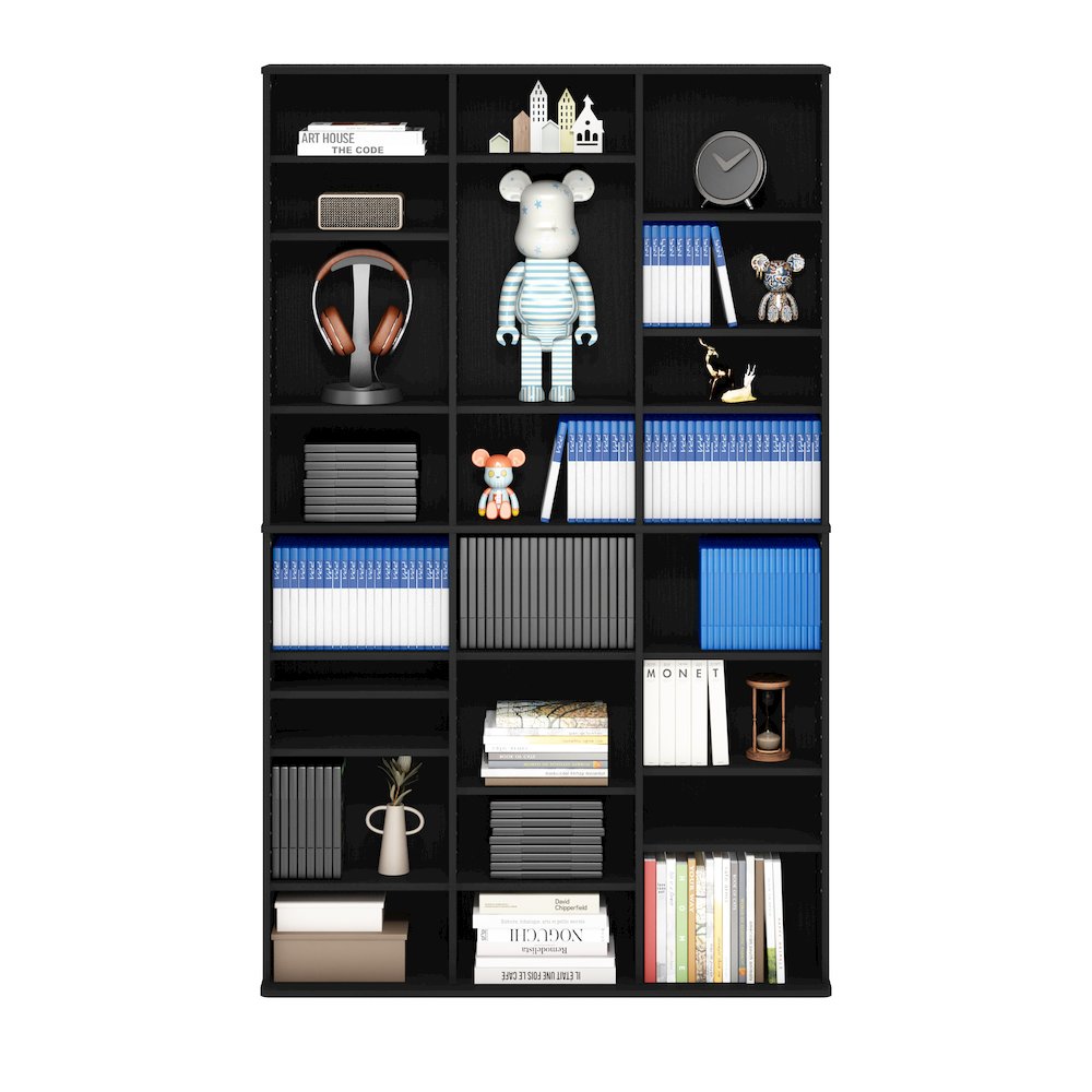 24-Shelf Multimedia Media Storage Tower Rack with Adjustable Shelves, Americano. Picture 5