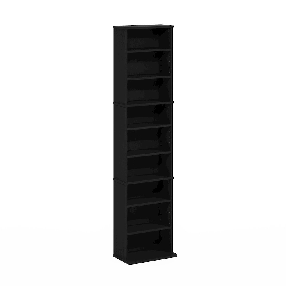 9-Shelf Multimedia Media Storage Tower Rack with Adjustable Shelves, Americano. Picture 1