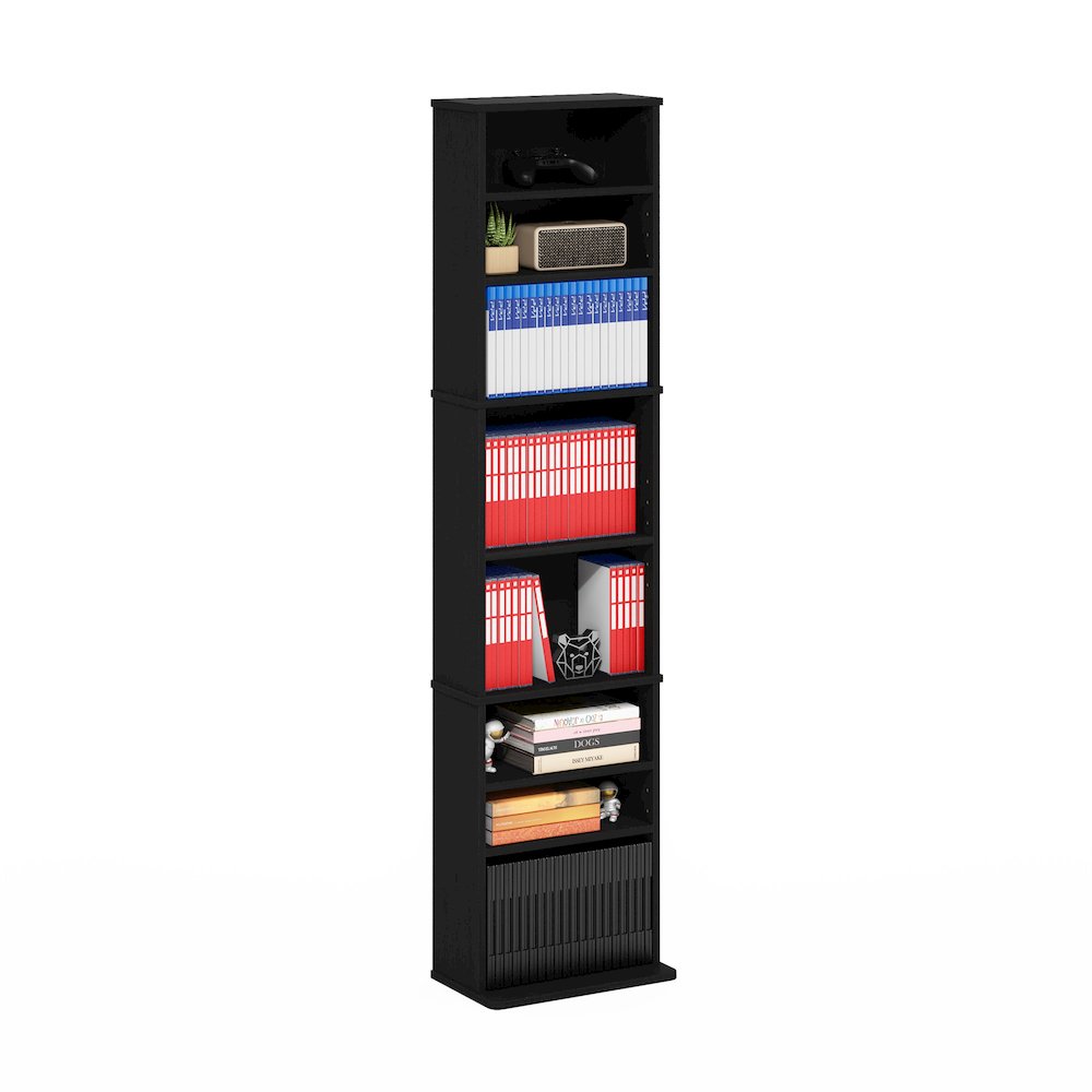 9-Shelf Multimedia Media Storage Tower Rack with Adjustable Shelves, Americano. Picture 4