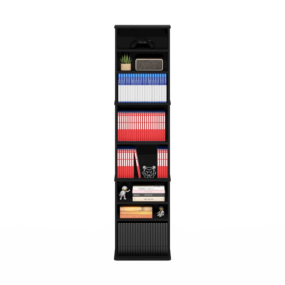 9-Shelf Multimedia Media Storage Tower Rack with Adjustable Shelves, Americano. Picture 5