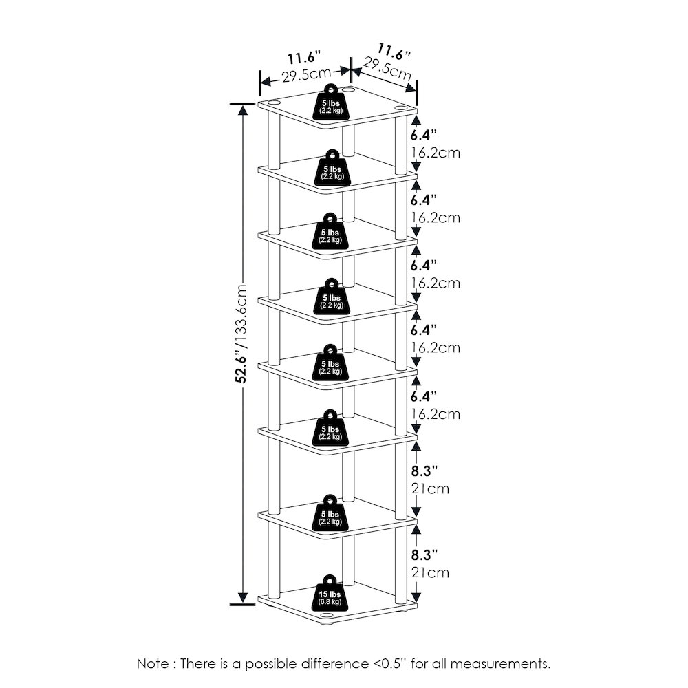 8-Tier Vertical Space Saving Free Standing Shoe Tower, Shoe Rack. Picture 2