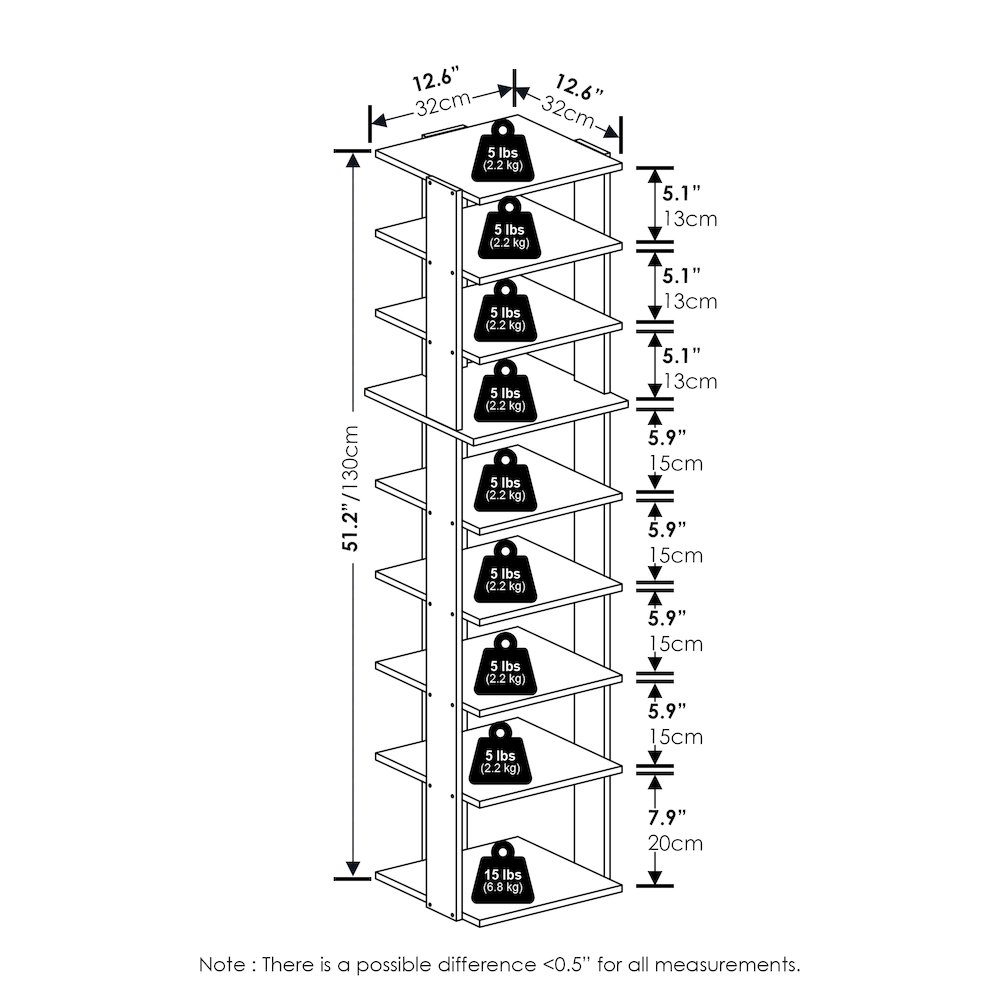 9-Tier Vertical Space Saving Free Standing Shoe Tower, Shoe Rack. Picture 2