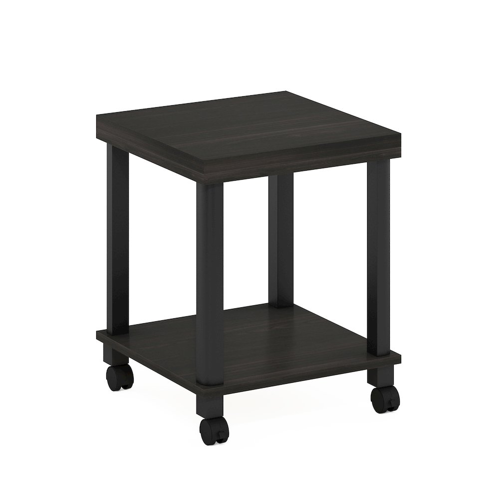 Turn-N-Tube Classic 2-Tier End Table, Side Table with Casters, Espresso/Black. Picture 1