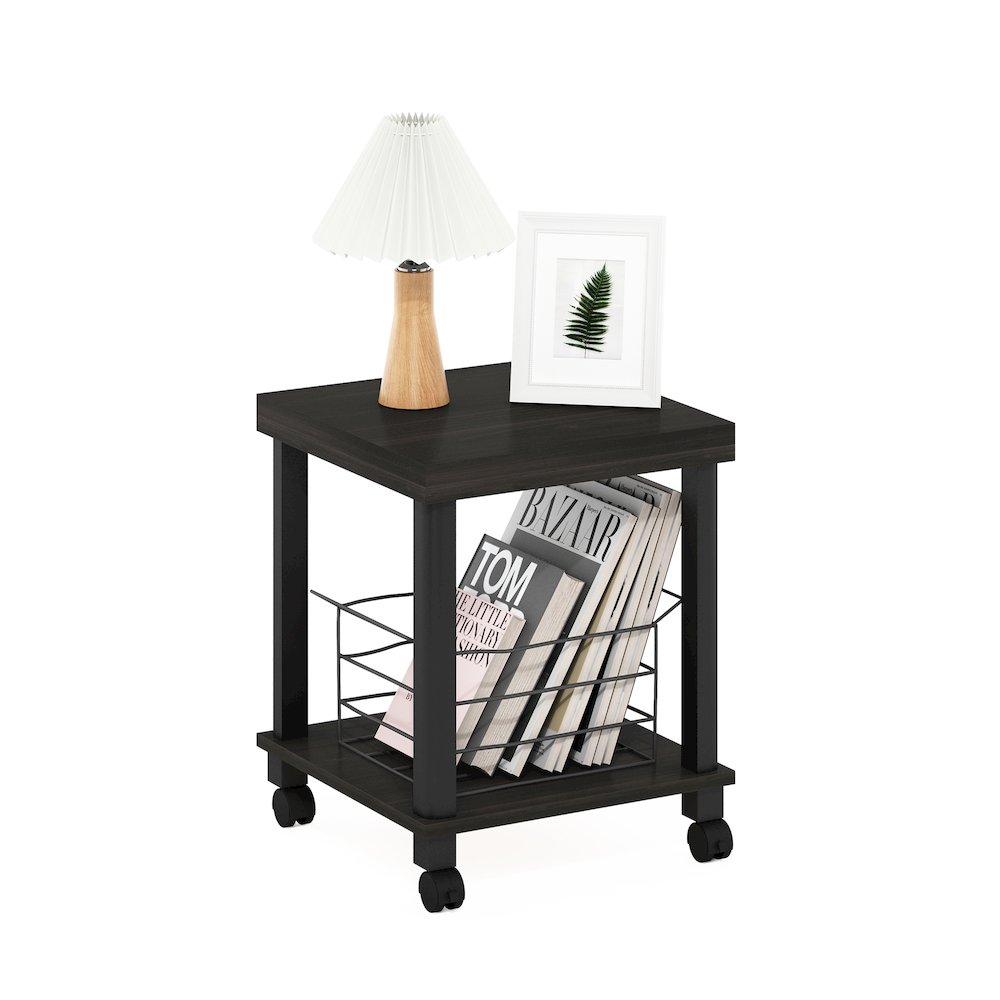 Turn-N-Tube Classic 2-Tier End Table, Side Table with Casters, Espresso/Black. Picture 4
