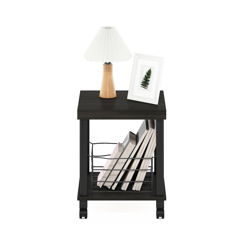 Turn-N-Tube Classic 2-Tier End Table, Side Table with Casters, Espresso/Black. Picture 5